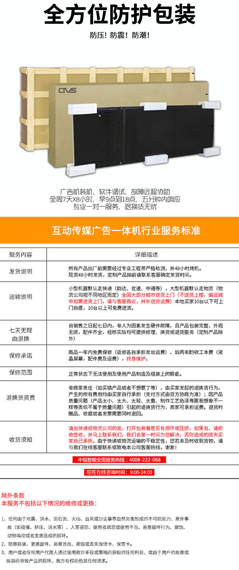 全方位的防護包裝，防潮防壓防震